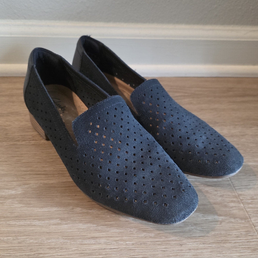 Clark's Navy Blue Suede Loafers Size 8M
